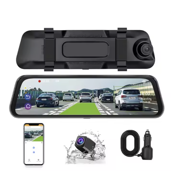 DIVEYE - 9.66-inch Touch Screen Dashcam / Mirror (Front 4K and Rear 1080P) + ADAS and BSD Functions