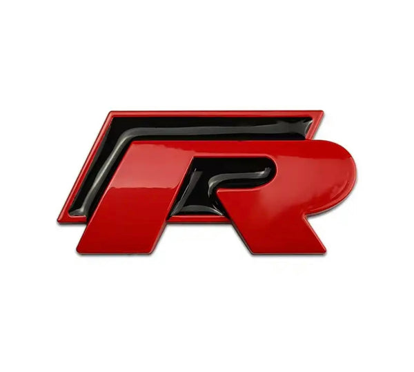 Volkswagen 'R' Front & Rear Badge / Emblem (Red + Black)