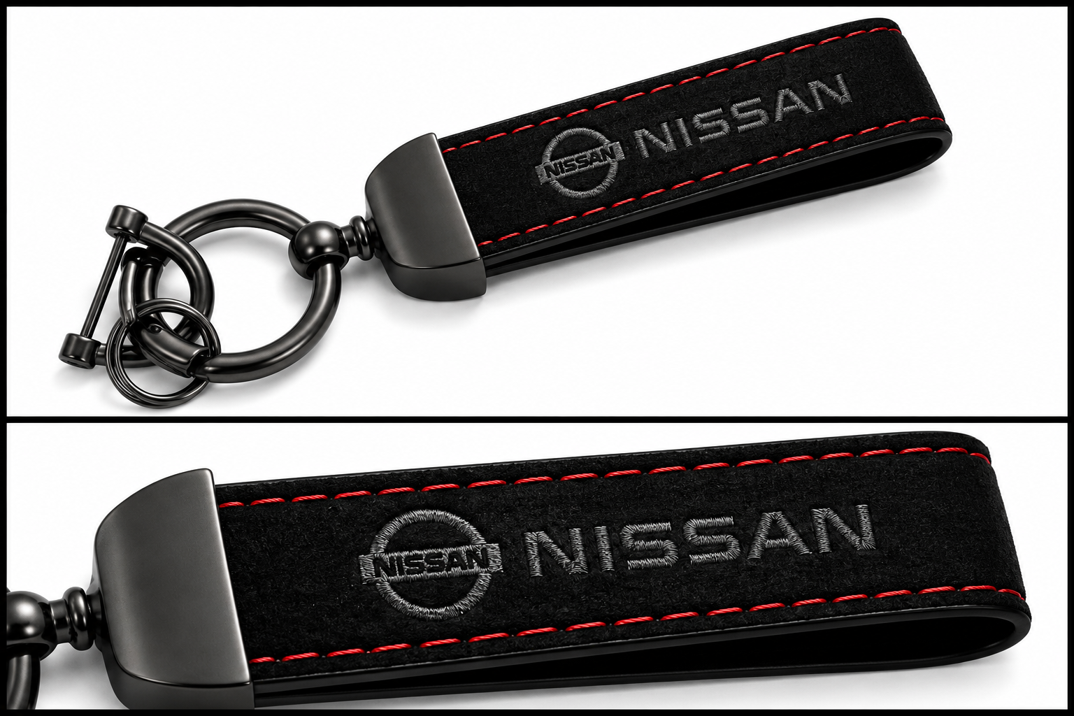 NISSAN Logo Alcantara Keyring (Black + Red)