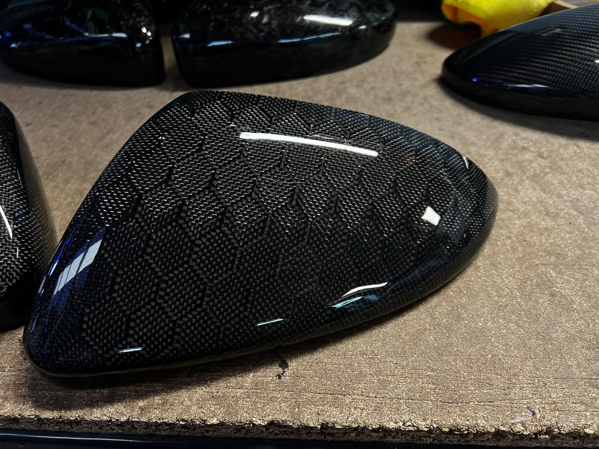 CLEARANCE 8003 - Volkswagen VW Golf MK7 / MK7.5 Genuine Carbon Fibre HEX Style Wing Mirror Covers (2013- 2019)