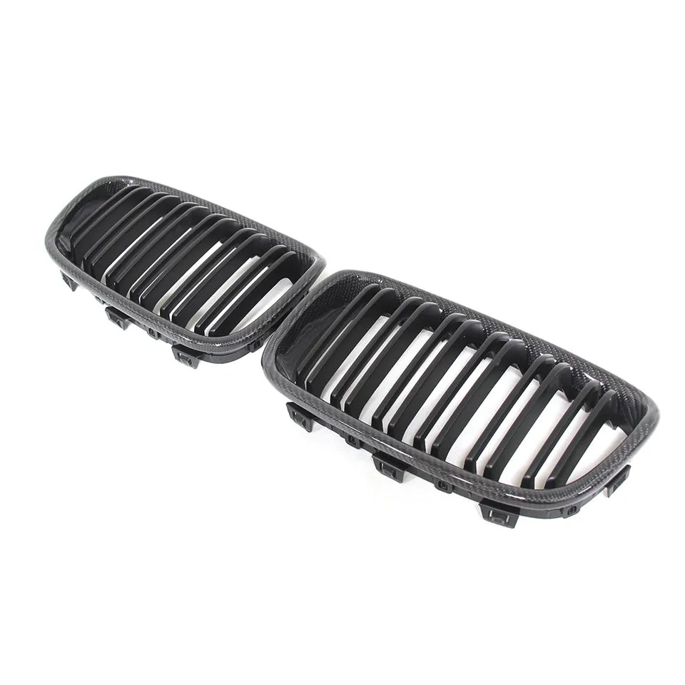 BMW 1 Series F20 Double Slat Carbon Fibre Kidney Grilles Pair (2011 - 2014)