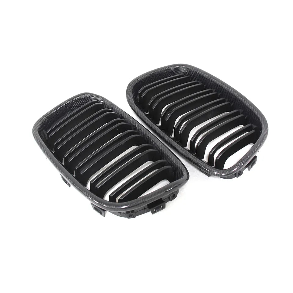BMW 1 Series F20/F21 Double Slat Carbon Fibre Kidney Grilles Pair (2015 - 2019)