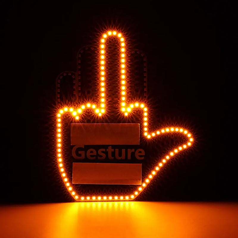 Fingers Gesture Light Remote Control Truck Car Back Window Sign Hand LED  Lights