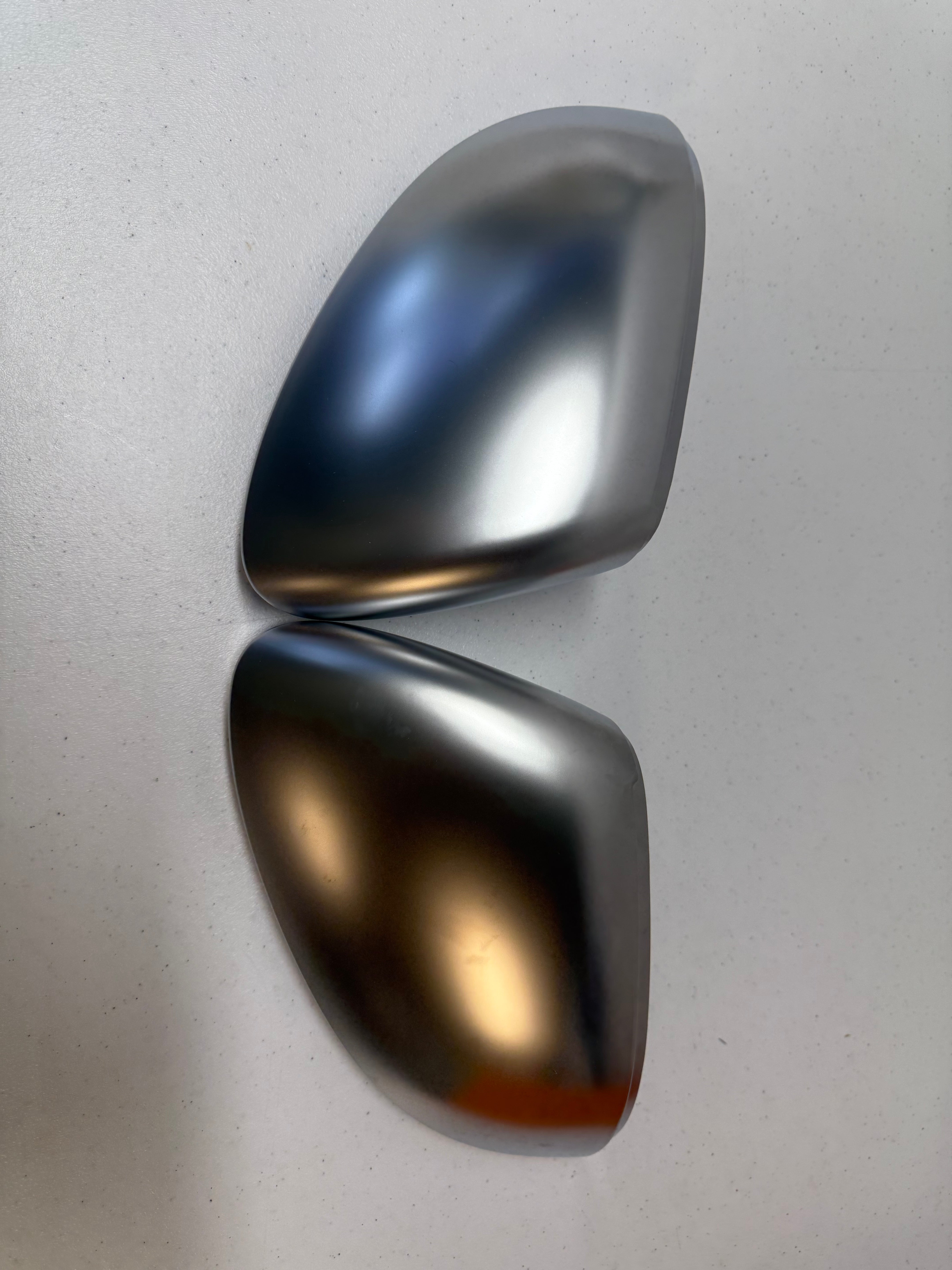 **CLEARANCE**-Volkswagen Golf MK8 / ID3 Satin Chrome Silver Mirror Covers (2020+ Models) -Without Lane / Blind Spot Assist (No Holes)