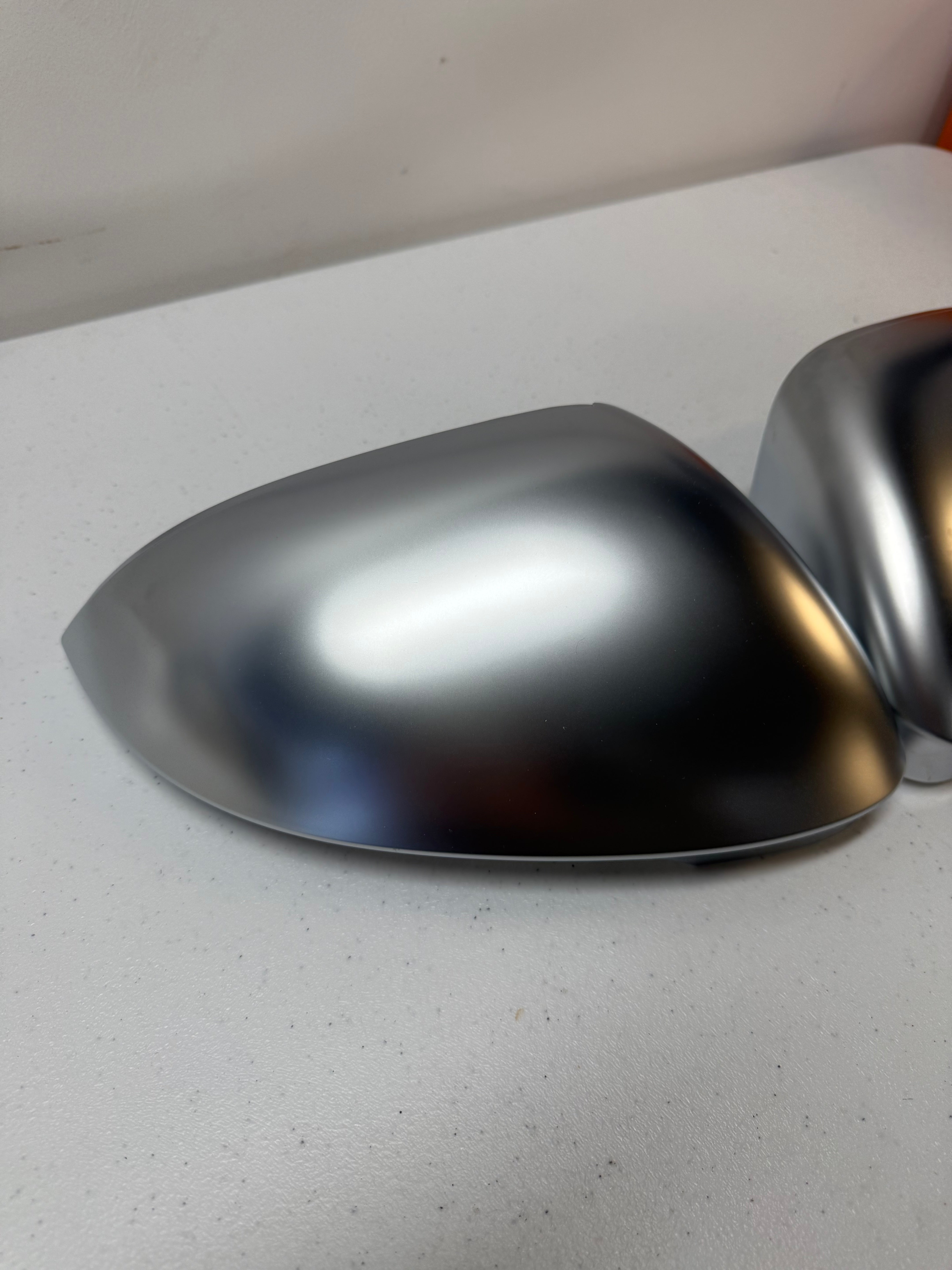 **CLEARANCE**-Volkswagen Golf MK8 / ID3 Satin Chrome Silver Mirror Covers (2020+ Models) -Without Lane / Blind Spot Assist (No Holes)