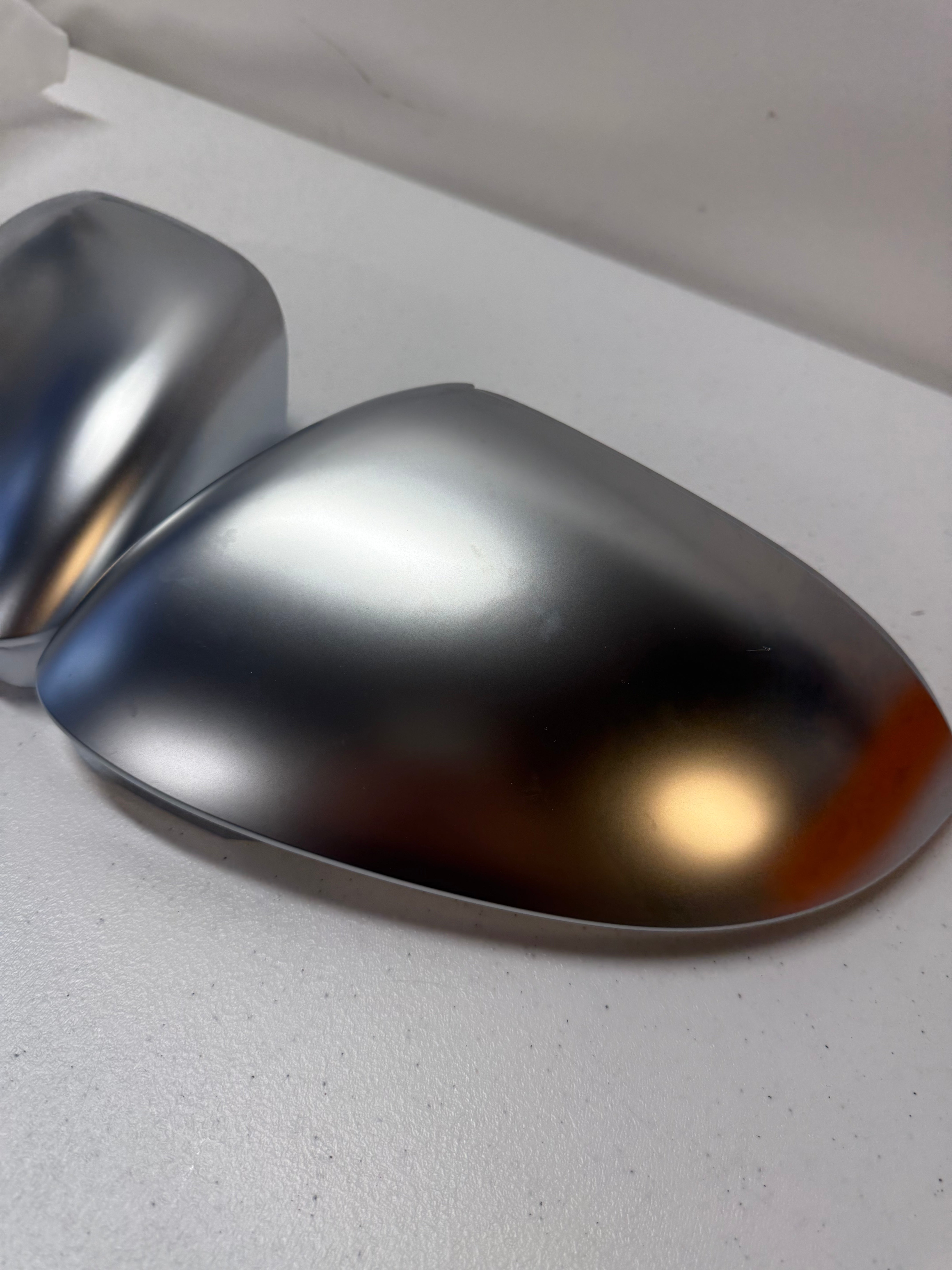 **CLEARANCE**-Volkswagen Golf MK8 / ID3 Satin Chrome Silver Mirror Covers (2020+ Models) -Without Lane / Blind Spot Assist (No Holes)