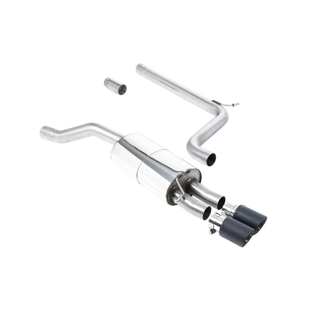 **CLEARANCE** Milltek Volkswagen Polo GTI 2.0 TSI (AW) Non-GPF (18-19) Cat-back Non-Res Cat Back System with Carbon Jet-90 Trims