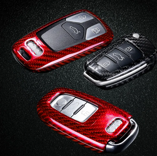 Audi Carbon Fibre Key Cover (Black or Red / Multiple Models)