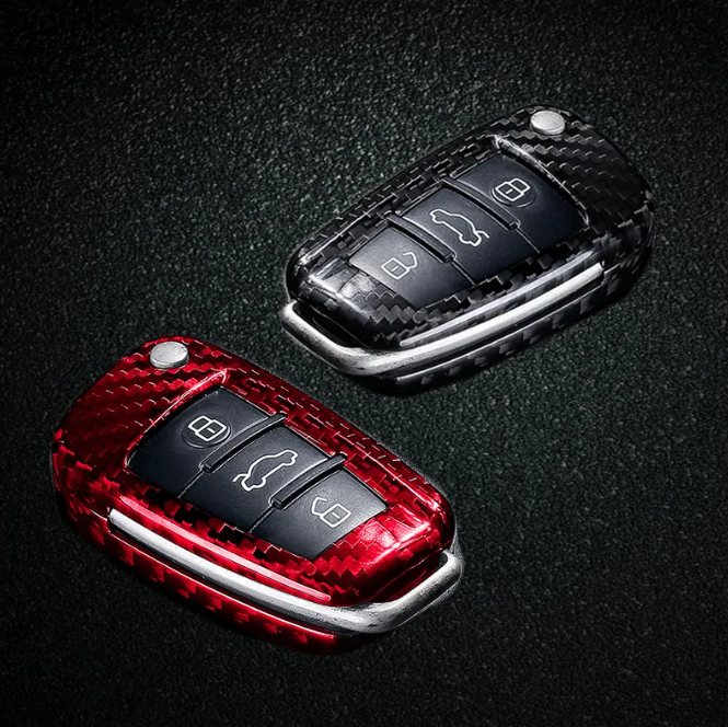 Audi Carbon Fibre Key Cover (Black or Red / Multiple Models)