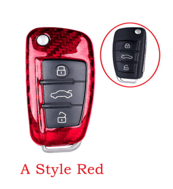 Audi Carbon Fibre Key Cover (Black or Red / Multiple Models)