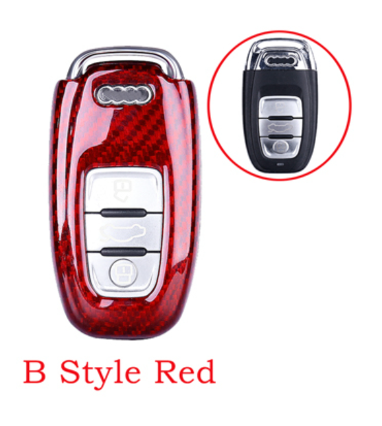 Audi Carbon Fibre Key Cover (Black or Red / Multiple Models)
