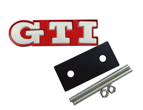 Volkswagen GTI Front Grille Replacements Badges - Gloss Red Backing Plate