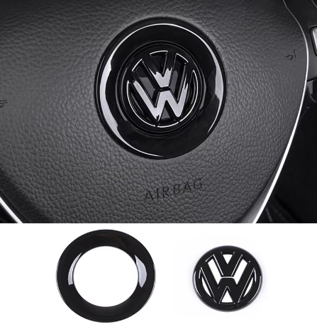 Volkswagen Steering Wheel 'VW' Badge / Logo Overlay - 4cm