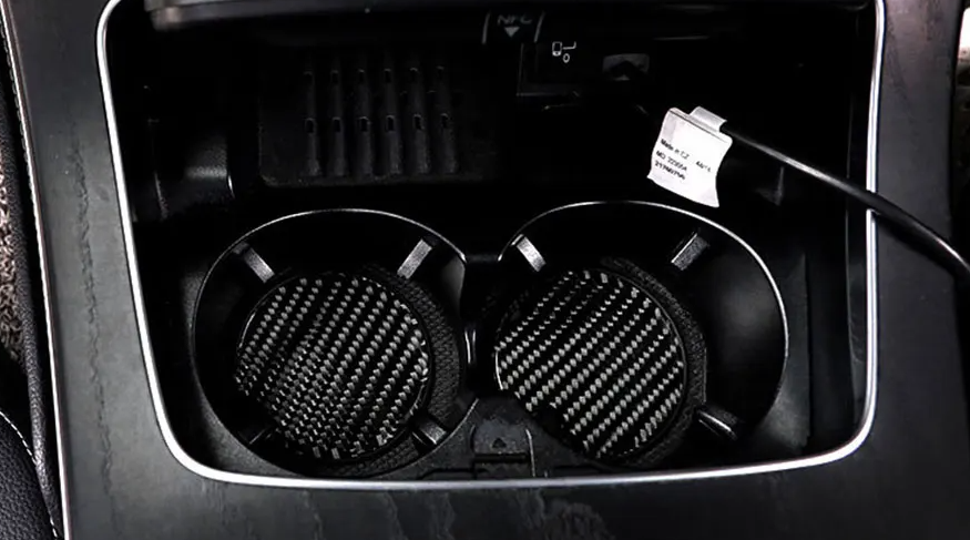 Genuine Carbon Fibre Cup Holder Mats (1pc)