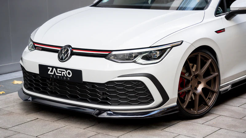 VW GOLF GTI MK8 EVO-1 GLOSS BLACK FRONT SPLITTER BY ZAERO (2020+)