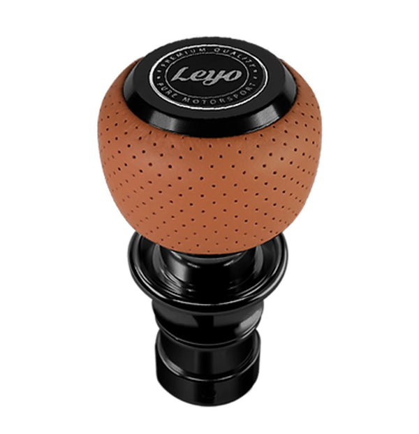 Leyo Motorsport Brown Nappa DSG Shift Knob (Black Anodized)