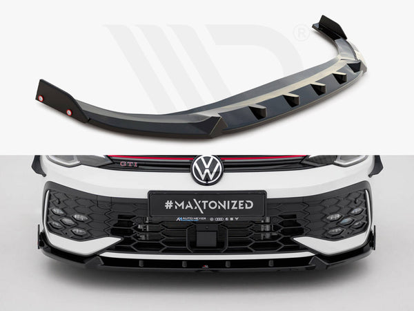 Maxton Front Splitter V2 + Flaps Volkswagen Golf GTI / GTE / R-Line Mk8 Facelift Models