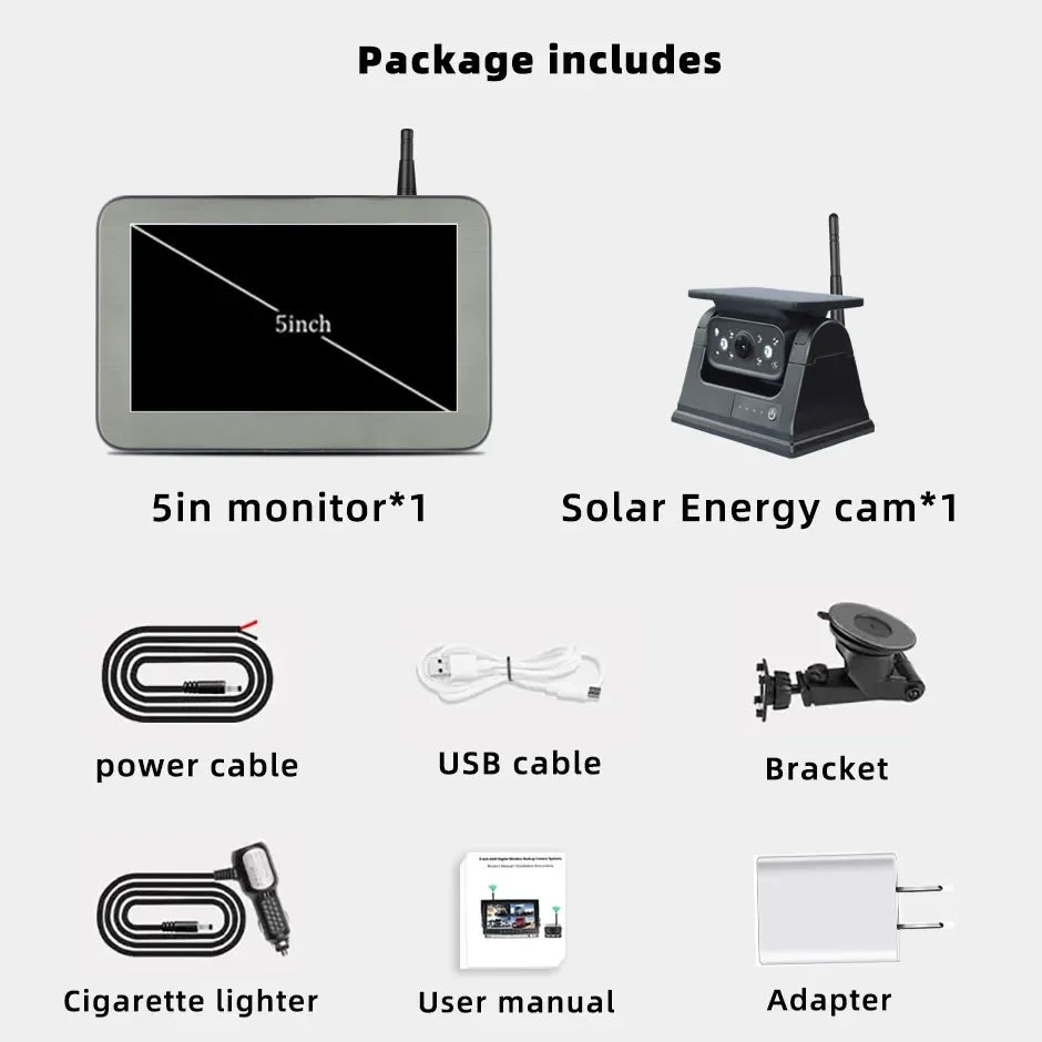 DIVEYE Wireless Rear View / Towing Camera + 5" Display Screen (Solar & Rechargable)