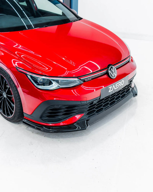 VW Golf GTI Clubsport Mk8 EVO-1 Gloss Black Front Splitter by ZAERO (2020+)