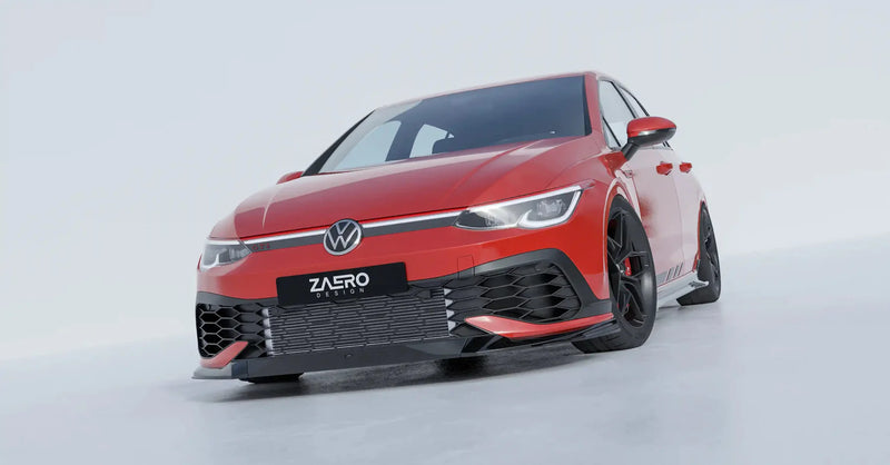 VW Golf GTI Clubsport Mk8 EVO-1 Gloss Black Front Splitter by ZAERO (2020+)