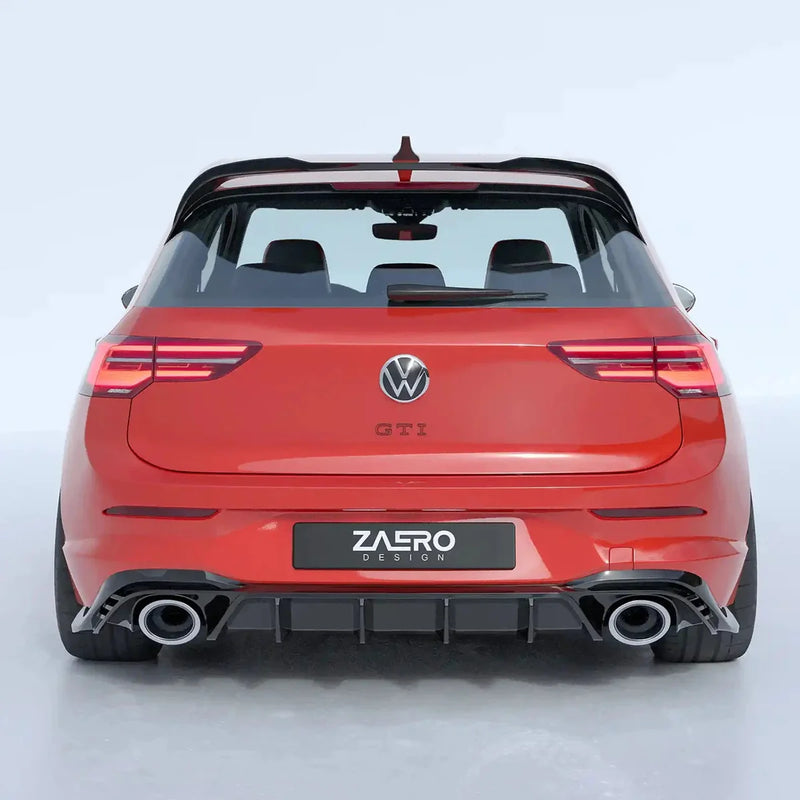 VW Golf GTI Clubsport Mk8 EVO-1 Gloss Black Rear Diffuser by ZAERO (2020+)