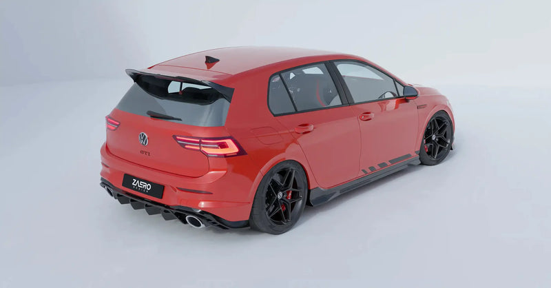 VW Golf GTI Clubsport Mk8 EVO-1 Gloss Black Rear Diffuser by ZAERO (2020+)