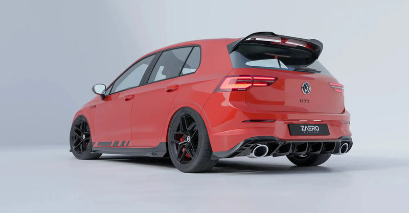 VW Golf GTI Clubsport Mk8 EVO-1 Gloss Black Rear Diffuser by ZAERO (2020+)