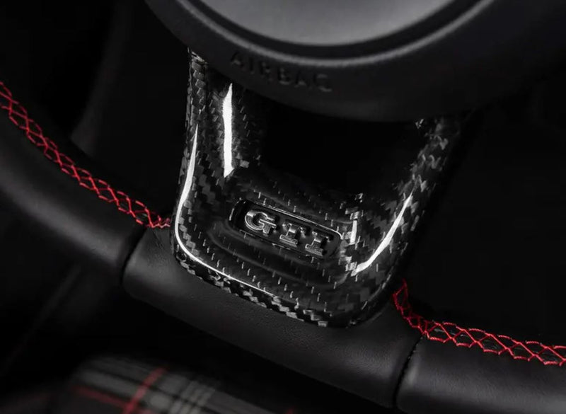 ECS Tuning Steering Wheel Hub Overlay - Black Carbon Fibre - Golf MK7/MK7.5