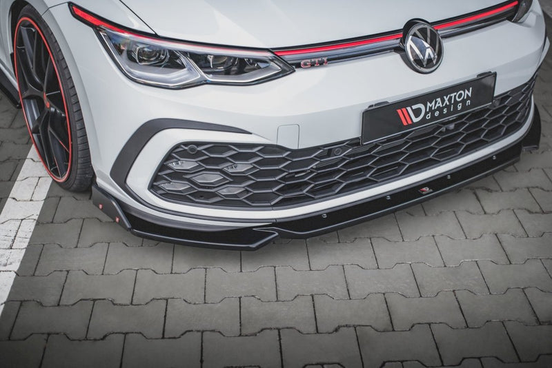 Maxton Design Front Splitter V.2 + Flaps for Volkswagen Golf MK8 GTI (2020+)