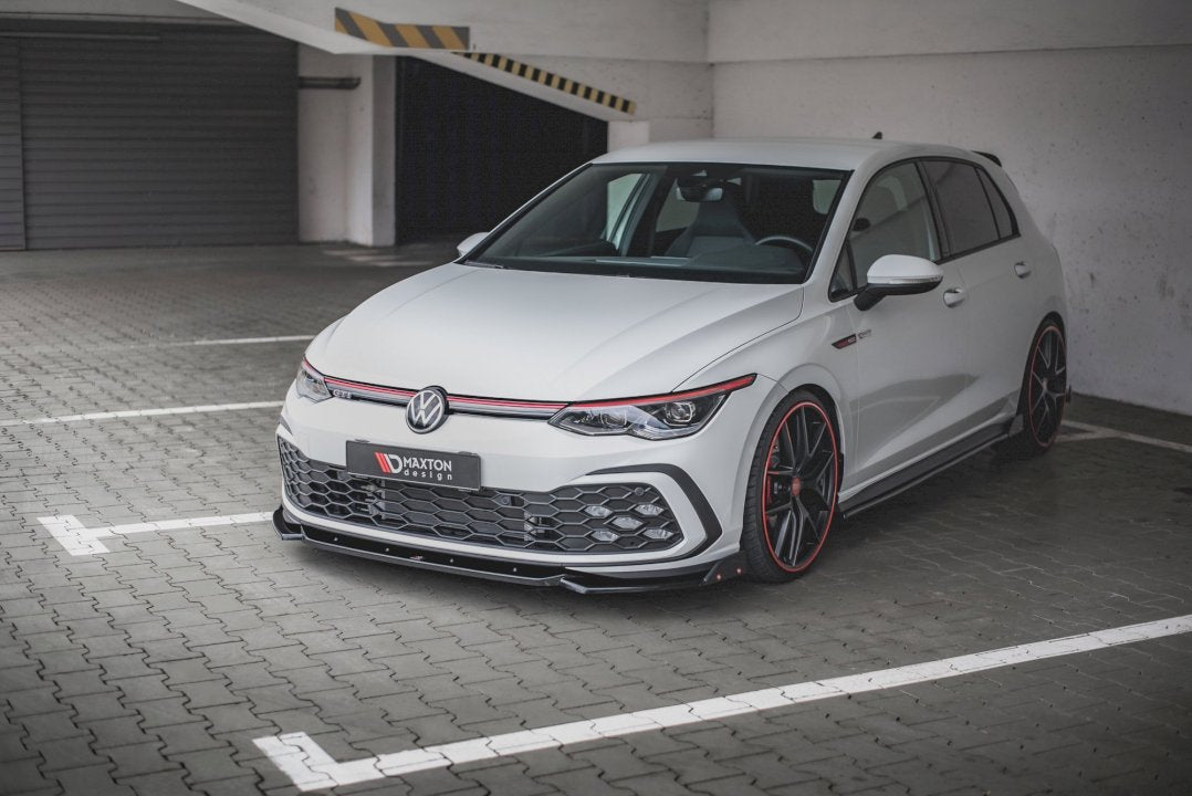 Maxton Design Front Splitter V.2 + Flaps for Volkswagen Golf MK8 GTI (2020+)
