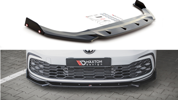 Maxton Design Front Splitter V.2 + Flaps for Volkswagen Golf MK8 GTI (2020+)
