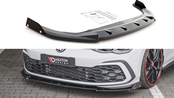 Maxton Design Front Splitter V.3 + Flaps for Volkswagen Golf MK8 GTI (2020+)