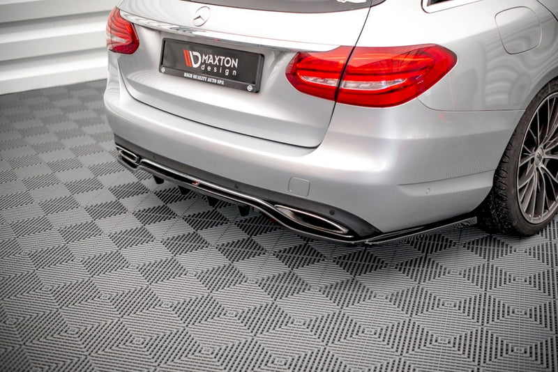 Maxton Design Central Rear Splitter (with Vertical Bars) For Mercedes C-Class Estate W205 (2014-2018)