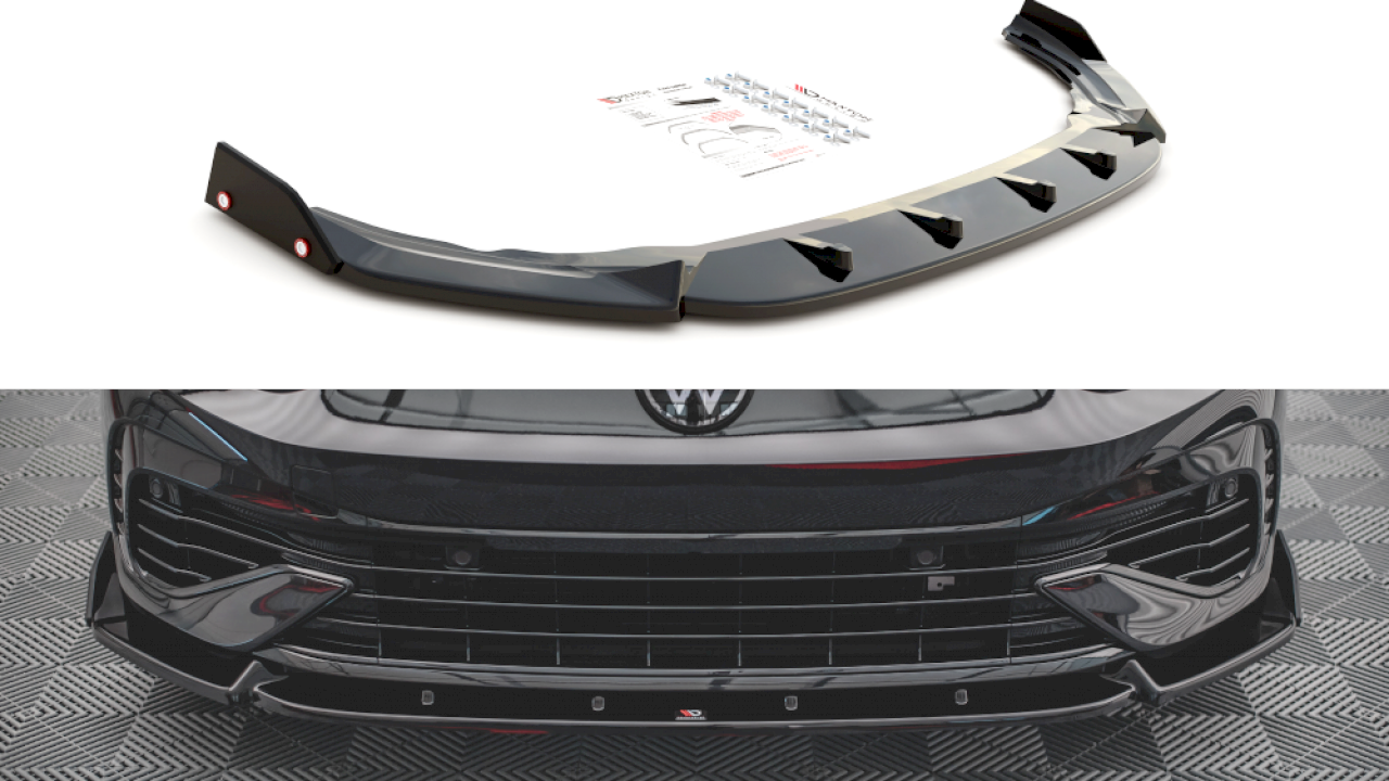 Maxton Design Front Splitter V.2 + Flaps for Volkswagen Golf MK8 R (2020+)