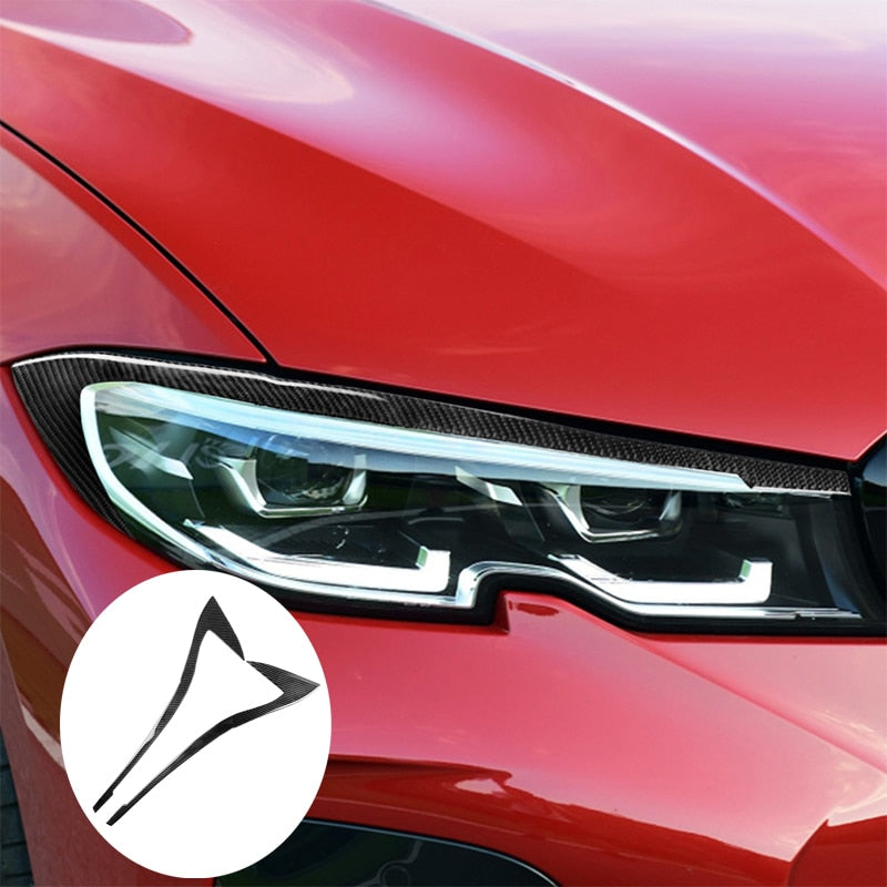 BMW 3 Series G20 G28 Carbon Fibre Headlight Eyebrow / Eyelids (2019+ Models)