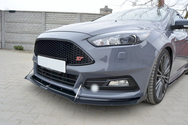 Maxton Design Hybrid Front Splitter V.2 For Ford Focus ST MK3 Facelift Model (2015-2018)