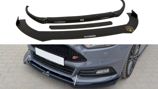 Maxton Design Hybrid Front Splitter V.2 For Ford Focus ST MK3 Facelift Model (2015-2018)