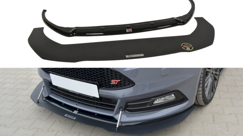 Maxton Design Hybrid Front Splitter V.1 For Ford Focus ST MK3 Facelift Model (2015-2018)