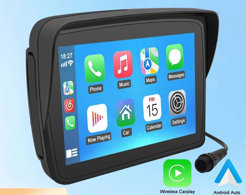 Motorcycle / ATV Wireless Apple Carplay / Android Auto Display & Bracket Kit IPX7 (Waterproof)