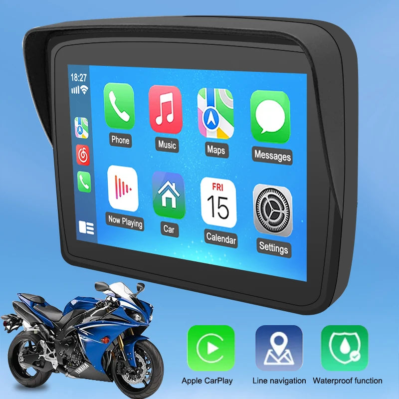 Motorcycle / ATV Wireless Apple Carplay / Android Auto Display & Bracket Kit IPX7 (Waterproof)