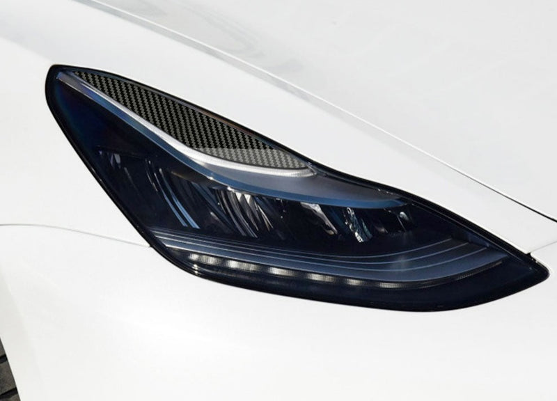TESLA Model 3 Carbon Fibre Look Headlight Eyebrows (2016 - 2022+ models)