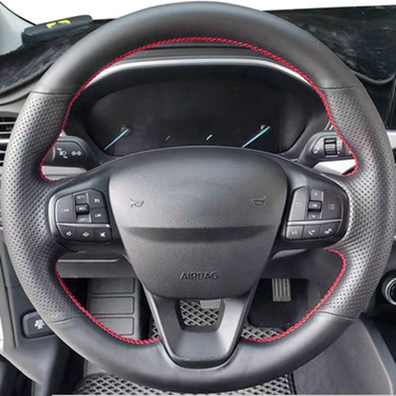 Ford Fiesta MK8 Smooth Leather / Perforated Leather Steering Wheel Cover (2018+ Models)