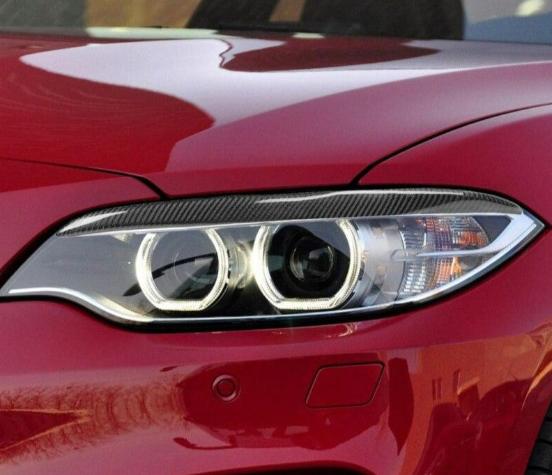 BMW 2 Series Carbon Fibre Headlight Eyebrows / Eyelids (2014 - 2020 Models)