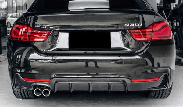 BMW 4 Series Coupe Carbon Fibre / Gloss Black Rear Single Exit Diffuser (F32, F33, F36 2013 - 2018 Models)