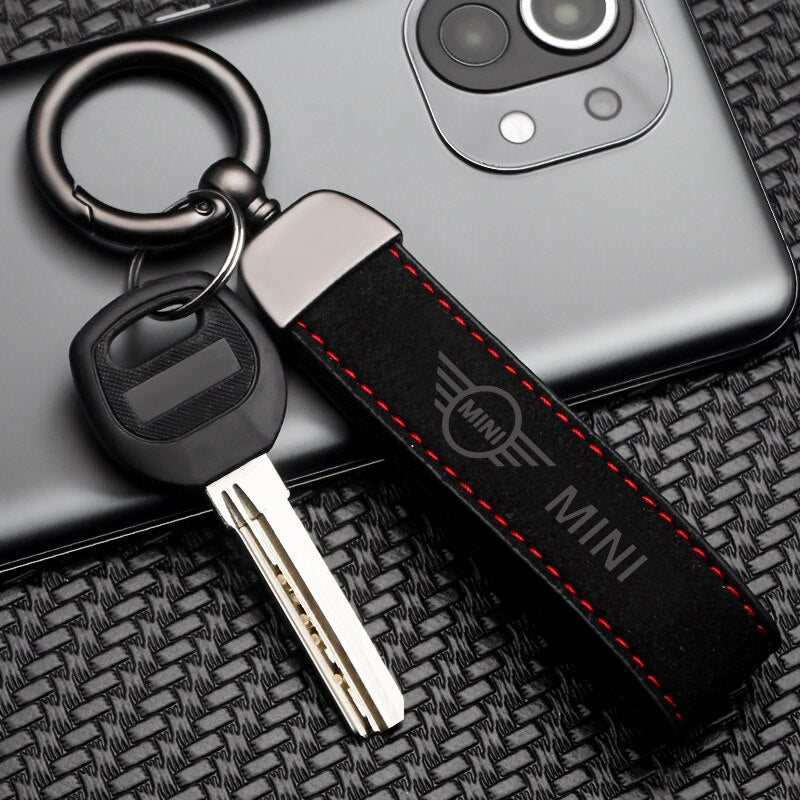 MINI Branded Alcantara Keyring (Black + Red)