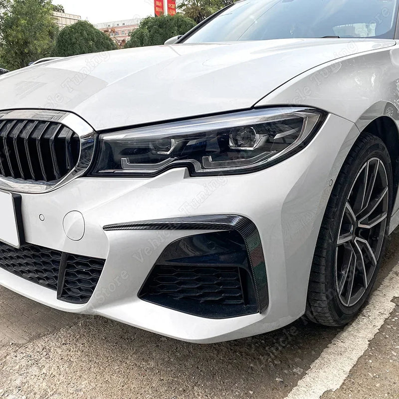 BMW 3 Series G20 G21 Front Bumper Canards Gloss Black / Carbon Look (2019+ Models)
