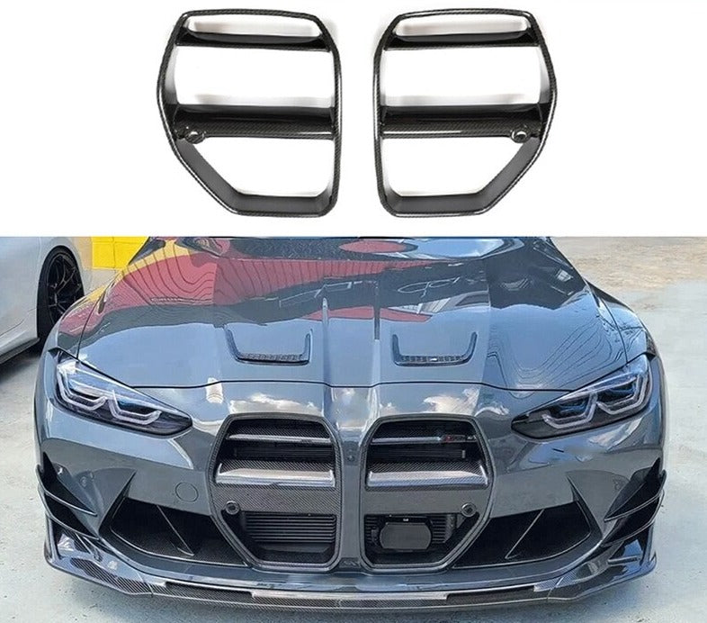 BMW M3 G80 / M4 G82 G83 Carbon Fibre Aero Front Kidney Grille Covers (2020+)