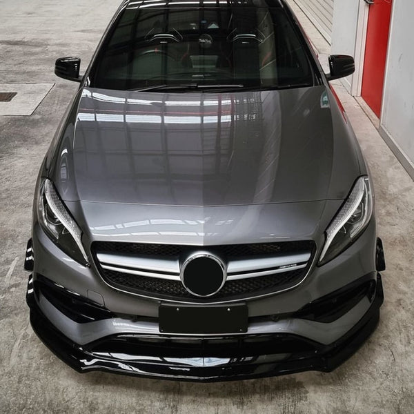 Mercedes A Class W176 Hatch Gloss / Carbon Look Black Front Splitter (2013 - 2018)