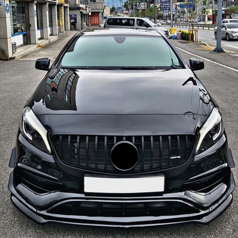 Mercedes A Class W176 Hatch Gloss / Carbon Look Black Front Splitter (2013 - 2018)