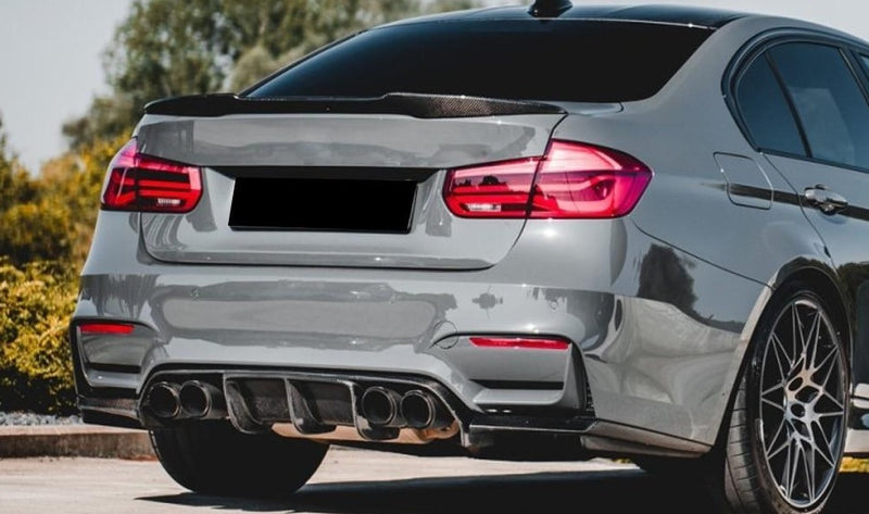 BMW M3 (F80) & M4 (F82 / F83) Carbon Fibre / Gloss Black Replacement Rear Diffuser With Spats (2014 TO 2018) 